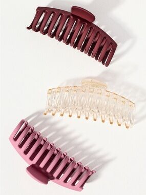 New! Anthropologie Pink Jumbo Claw Clip Set of 3 NWT